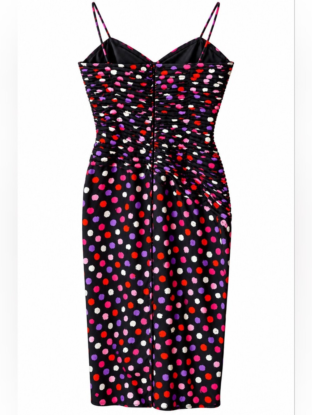 Vintage Couture St. Gillian Elegant Black Polka-Dot Multi Silk Dress - Picture 2 of 7